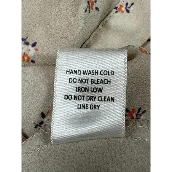 Daisy May Women's XL Beige Floral Puff Sleeve Blouse Tie Neck - Picture 7 of 7